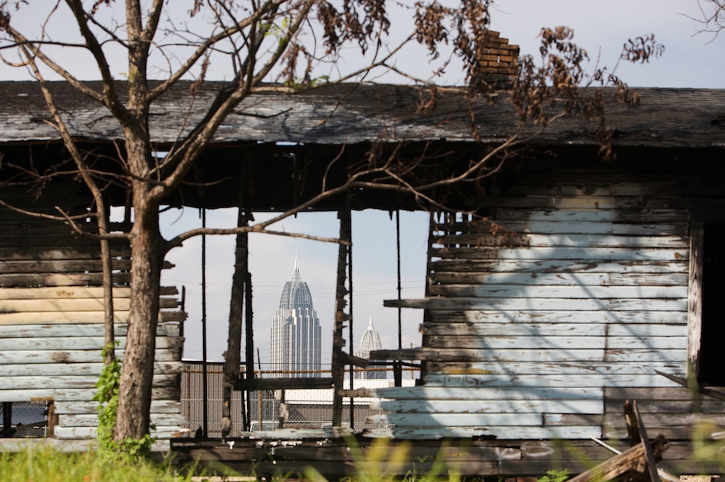 A burnt home at the corner of St. Emmanuel and Short Texas streets in downtown Mobile, Ala.