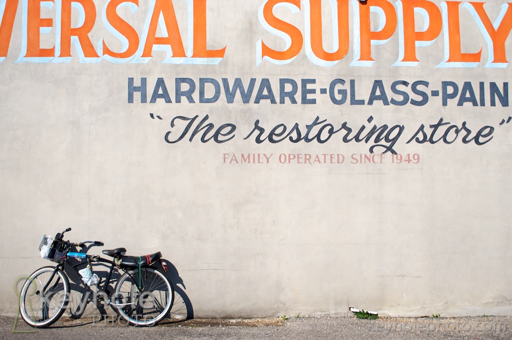 A bicycyle sits up against the exterior wall of Blankenship's Universal Supply Thursday, March 4, 2010.