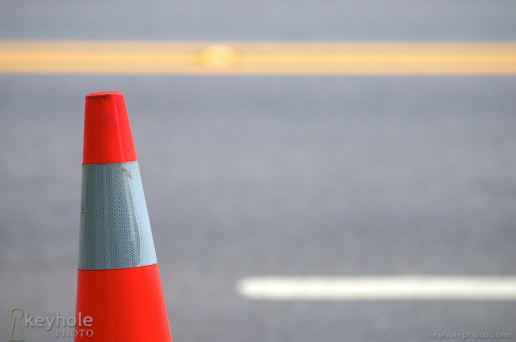 An orange traffic cone