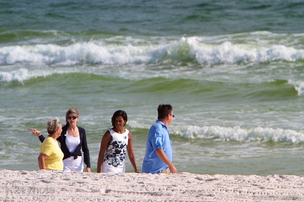 First Lady Michelle Obama Walks on Florida Beach