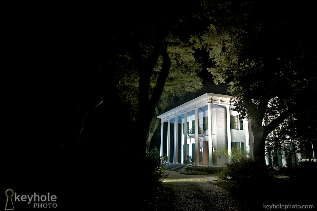The Bragg-Mitchell Mansion at night