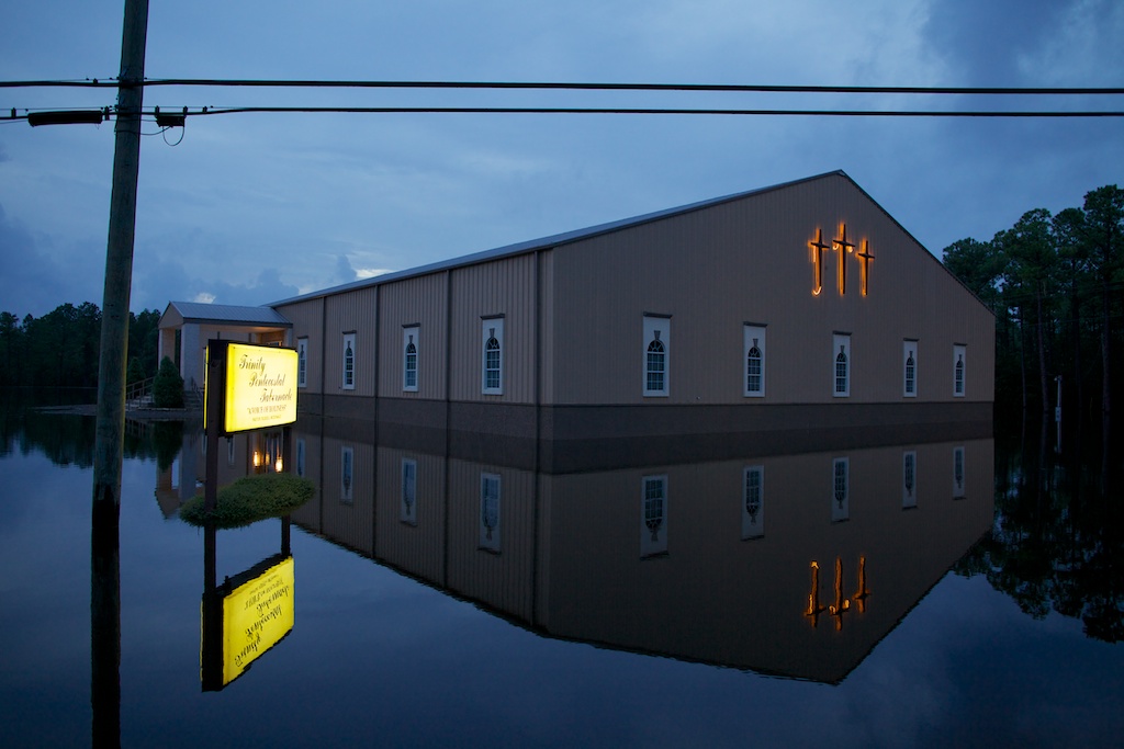 Floodwater Surrounds Mississippi Church