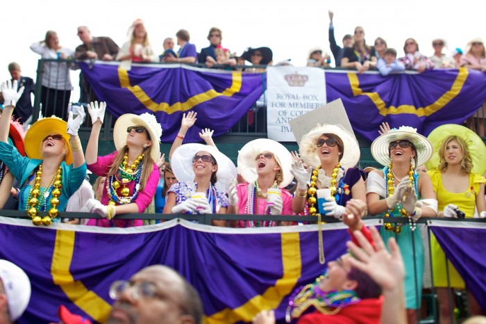 Revelers celebrate Fat Tuesday in Mobile, Ala., March 8, 2011.