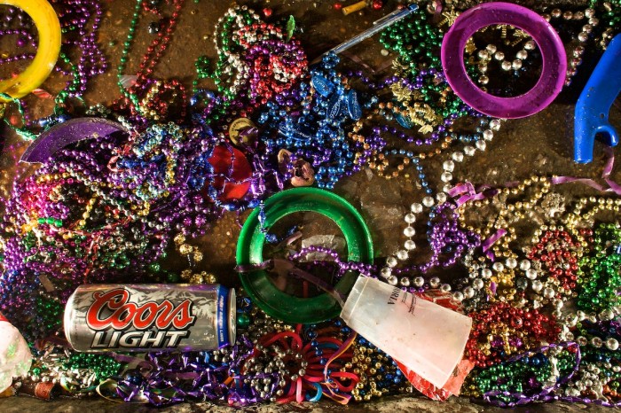 Refuse litters the streets at the end of the night after Fat Tuesday in downtown Mobile, Ala., February 5, 2008. The city boasts the nation's oldest Mardi Gras celebration.