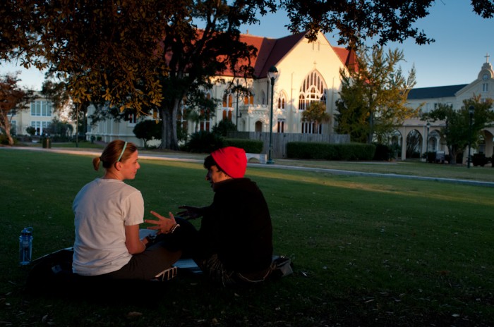 studying at sunset