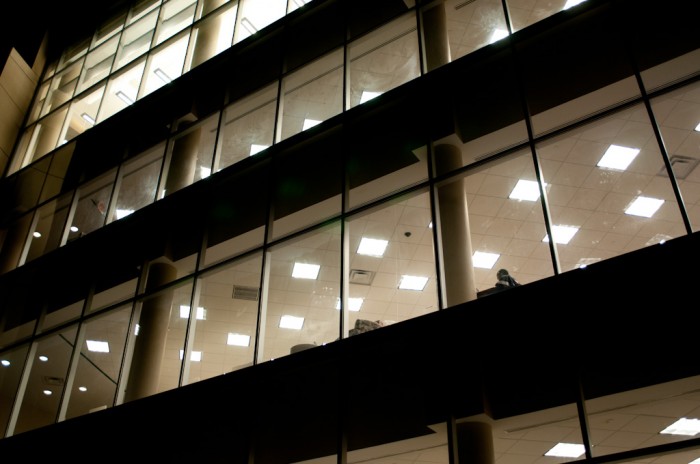 A man studies inside the University of South Alabama library Wednesday night, Jan. 13, 2010, in Mobile, Ala.