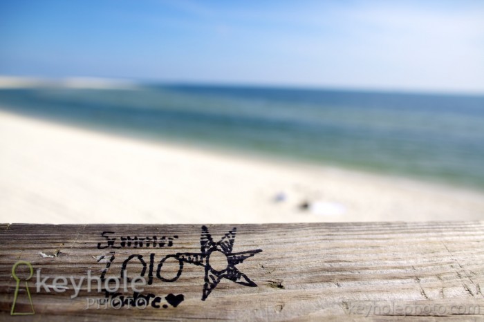 Graffiti on wood railing