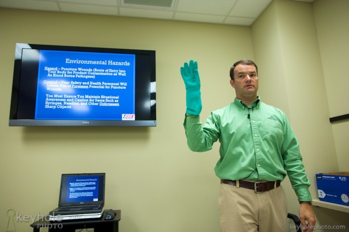 Jon Henderson with SafeWorker Alliance conducts a safety class at Safety Plus in Mobile, Ala., Wednesday, June 16, 2010.