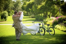 Couple celebrates their wedding day with friends and family at Watercolor, Fla.