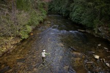 Michael Sanders fishes on the Soque River in the Chattahoochee National Forest on the morning of his wedding day, November 20, 2010.