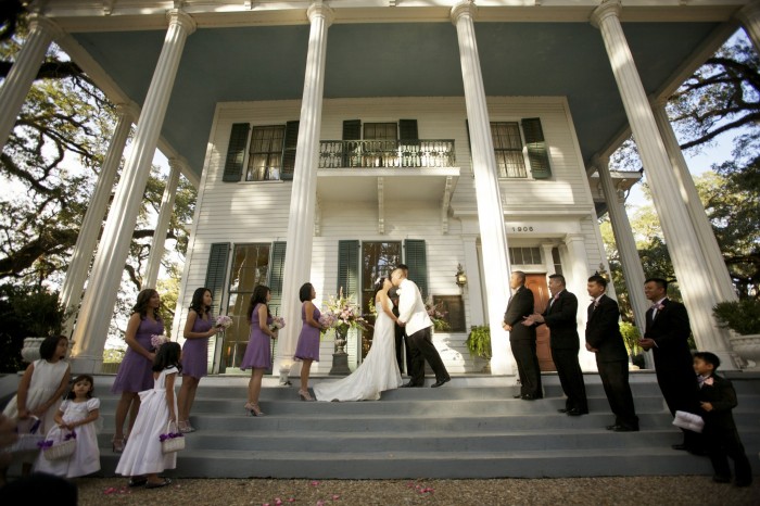 Vickie Bui and Khanh Tran celebrate their wedding day with friends and family at the Bragg-Mitchell Mansion, Sunday, October 30, 2011.