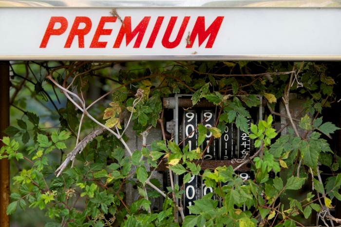 overgrown gas pumps