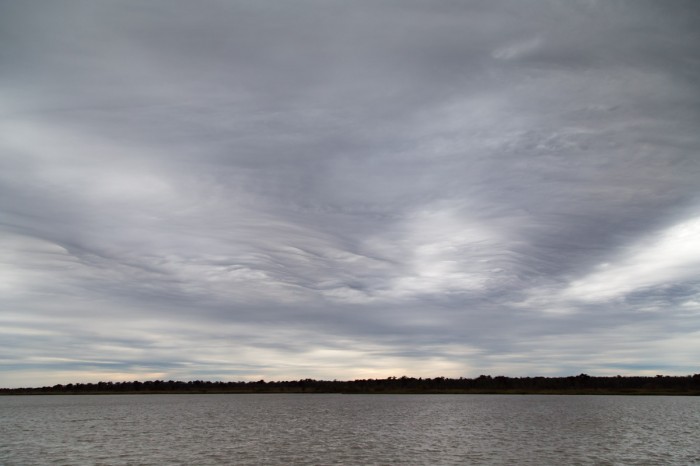 Clouds swirl over the Tensaw River at Historic Blakeley State Park in Baldwin County Alabama.